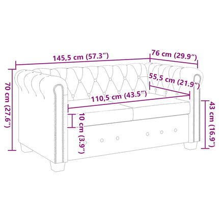 Chesterfield 2-sits konstläder vit