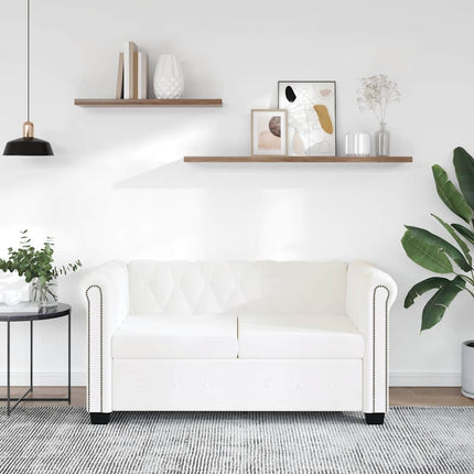 Chesterfield 2-sits konstläder vit