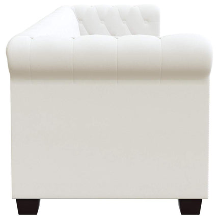 Chesterfield 3-sits konstläder vit