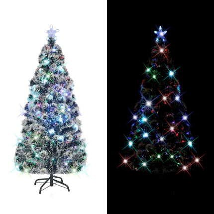 Förbelyst julgran med fot och LED 180 cm fiberoptik