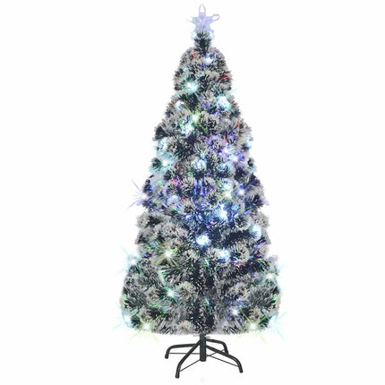 Förbelyst julgran med fot och LED 210 cm fiberoptik