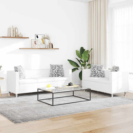Soffgrupp konstläder med 3-sits och 2-sits vit