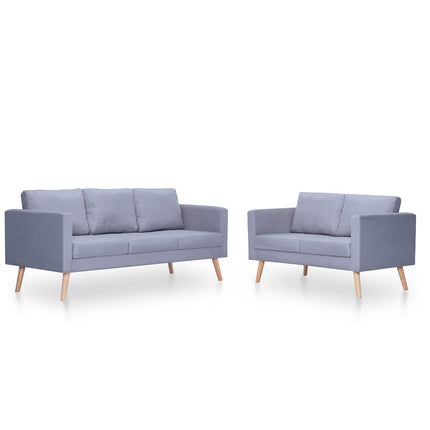 Soffgrupp med 2-sits och 3-sits tyg ljusgrå