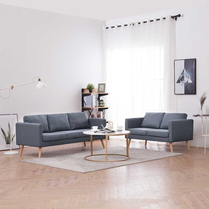 Soffgrupp med 2-sits och 3-sits tyg mörkgrå