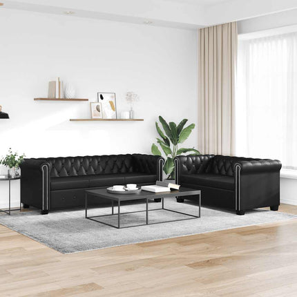 Chesterfield 2-sits och 3-sits konstläder svart