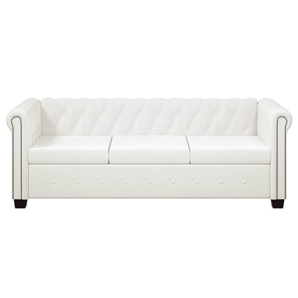 Chesterfield 2-sits och 3-sits konstläder vit