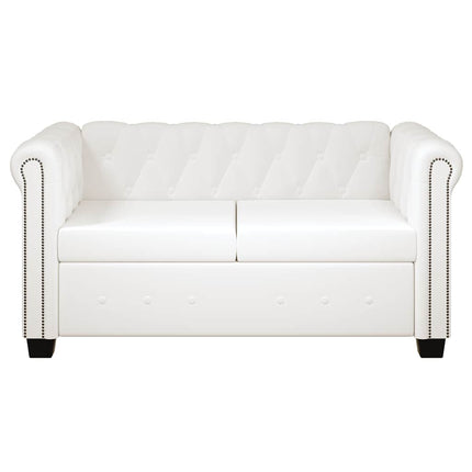 Chesterfield 2-sits och 3-sits konstläder vit