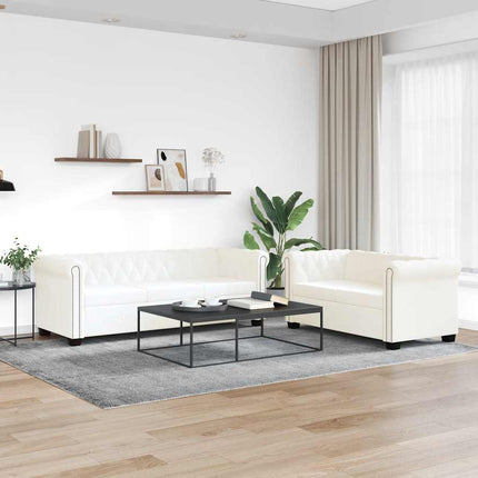 Chesterfield 2-sits och 3-sits konstläder vit