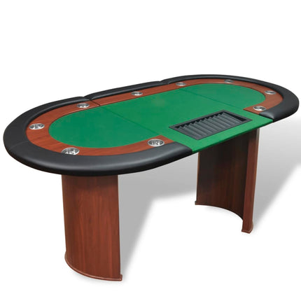 Pokerbord för 10 spelare med dealerplats grön