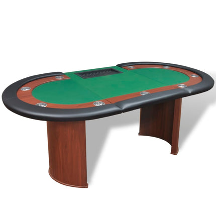 Pokerbord för 10 spelare med dealerplats grön