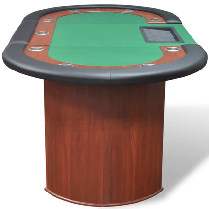 Pokerbord för 10 spelare med dealerplats grön