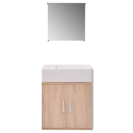 Badrumsmöbler tre delar med fyrkantigt handfat beige