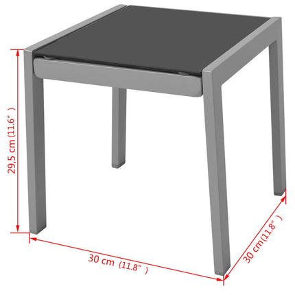 Solsängar med bord aluminium svart