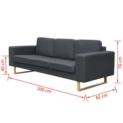 Soffa 3-sits tyg mörkgrå