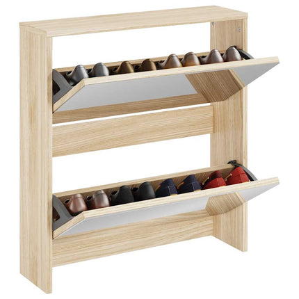 Skoskåp med 2 lådor och spegel 63x17x67 cm ek