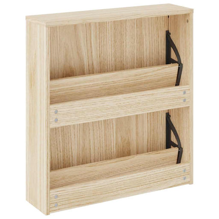 Skoskåp med 2 lådor och spegel 63x17x67 cm ek