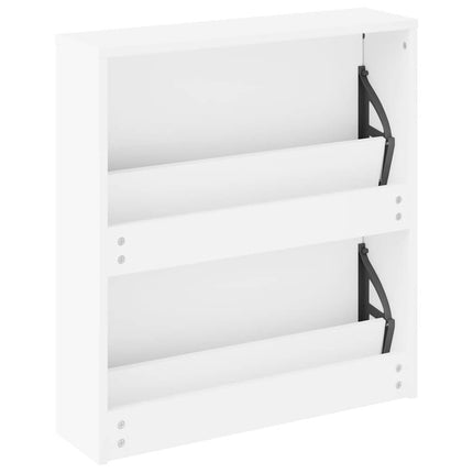 Skoskåp med 2 lådor och spegel vit 63x17x67 cm