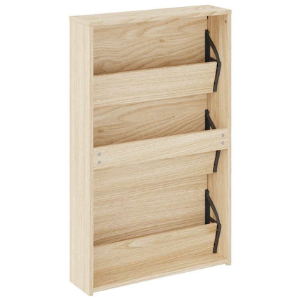 Skoskåp med 3 lådor och spegel ek 63x17x102,5 cm