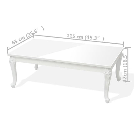 Soffbord 115x65x42 cm högglans vit