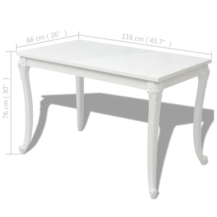 Matbord 116x66x76 cm vit högglans