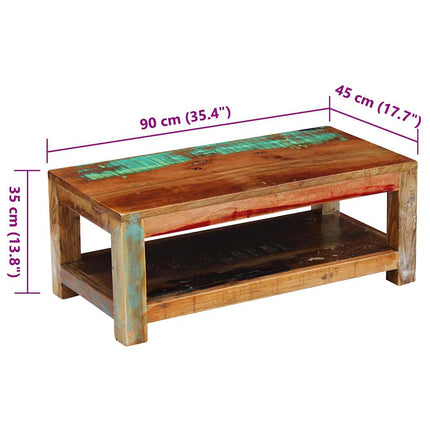 Soffbord massivt återvunnet trä 90x45x35 cm