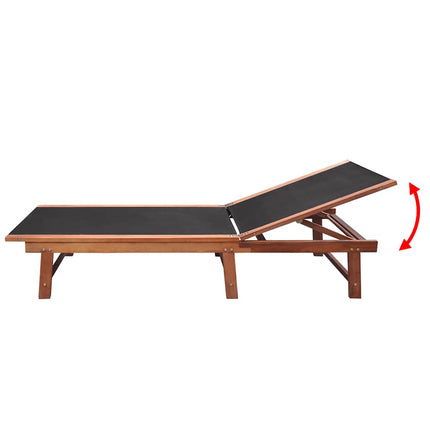 Solsängar 2 st med bord massivt akaciaträ och textilene