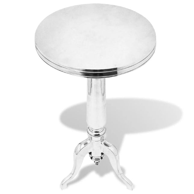 Runt sidobord aluminium silver