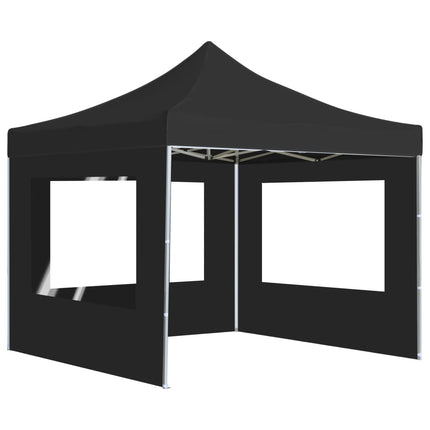 Hopfällbart partytält med väggar aluminium 3x3 m antracit