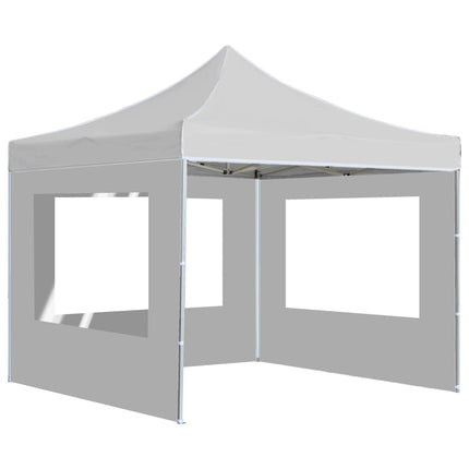 Hopfällbart partytält med väggar aluminium 3x3 m vit