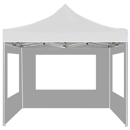 Hopfällbart partytält med väggar aluminium 3x3 m vit