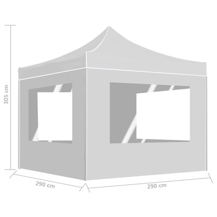 Hopfällbart partytält med väggar aluminium 3x3 m vit