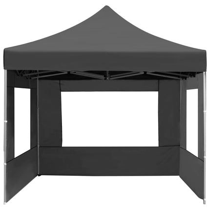 Hopfällbart partytält med väggar aluminium 4,5x3 m antracit