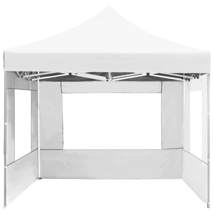 Hopfällbart partytält med väggar aluminium 4,5x3 m vit