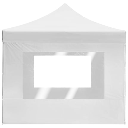 Hopfällbart partytält med väggar aluminium 4,5x3 m vit