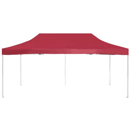 Hopfällbart partytält aluminium 6x3 m vinröd