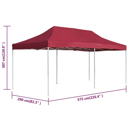 Hopfällbart partytält aluminium 6x3 m vinröd