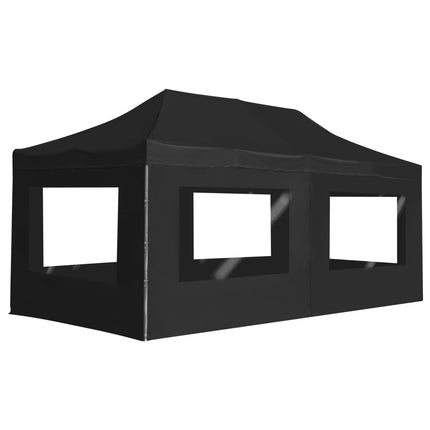 Hopfällbart partytält med väggar aluminium 6x3 m antracit
