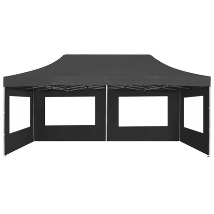 Hopfällbart partytält med väggar aluminium 6x3 m antracit