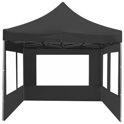 Hopfällbart partytält med väggar aluminium 6x3 m antracit