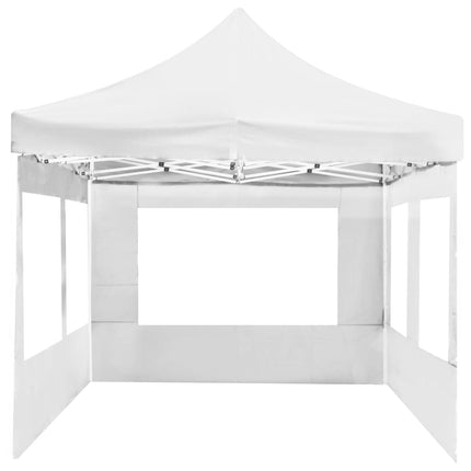 Hopfällbart partytält med väggar aluminium 6x3 m vit