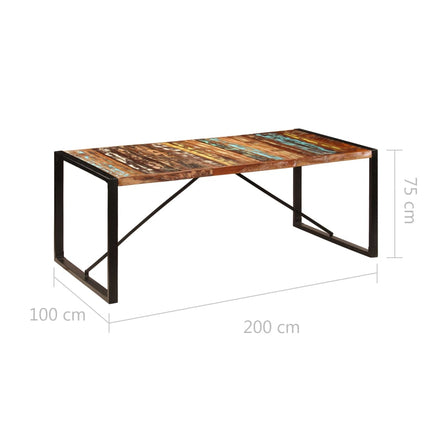 Matbord 200x100x75 cm massivt återvunnet trä