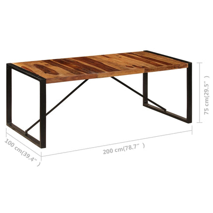Matbord 200x100x75 cm massivt sheshamträ
