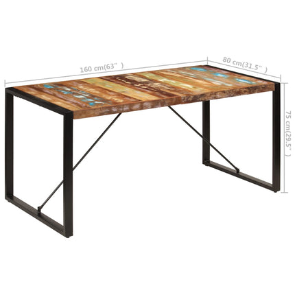 Matbord 160x80x75 cm massivt återvunnet trä