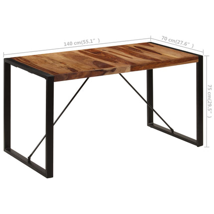 Matbord 140x70x75 cm massivt sheshamträ