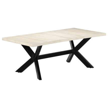 Matbord vit 200x100x75 cm massivt mangoträ