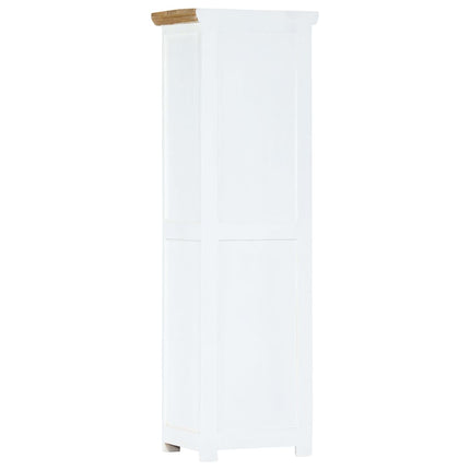 Högskåp vit och brun 40x30x128 cm massivt grovt mangoträ