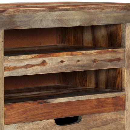 Skänk grå 100x30x50 cm massivt sheshamträ