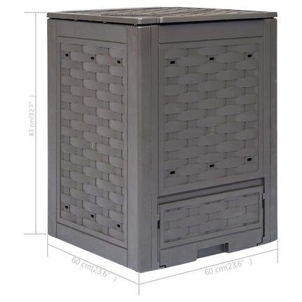 Trädgårdskompost brun 60x60x83 cm 300 L plastrotting