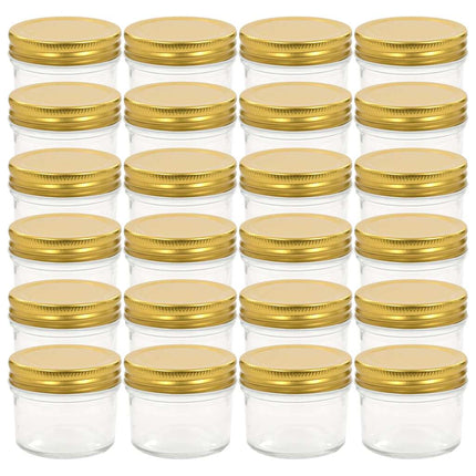 Syltburkar i glas med guldfärgade lock 24 st 110 ml