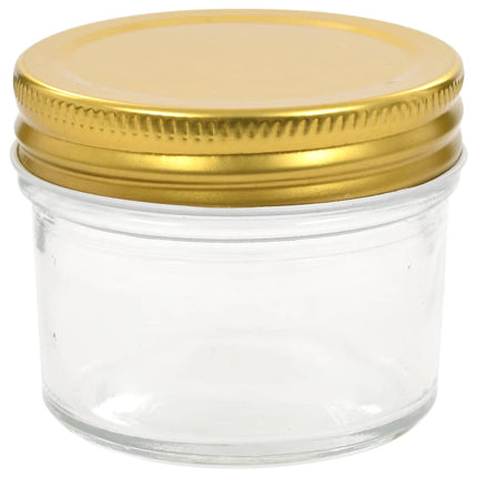 Syltburkar i glas med guldfärgade lock 24 st 110 ml